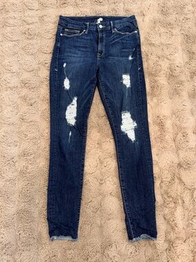 Good American Dark Blue Distressed Skinny Jeans